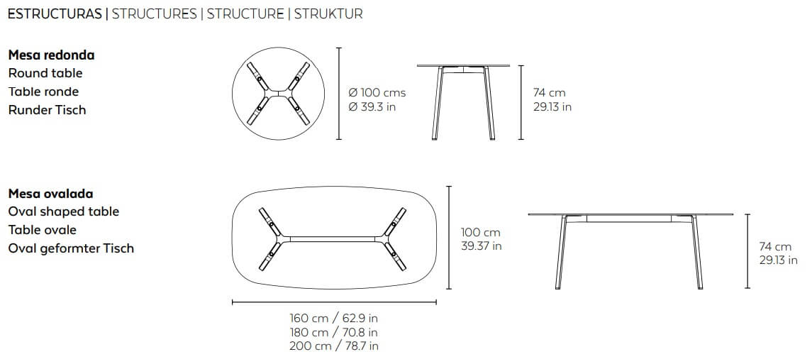 Medidas mesa NOREN de VILAGRASA