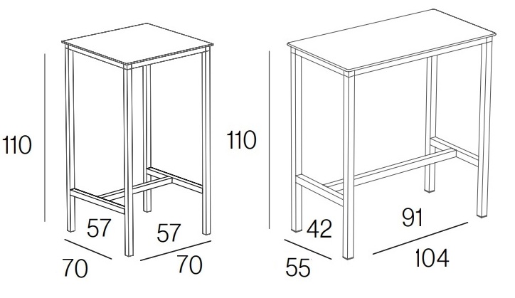 measurements of the high bar type bar table
