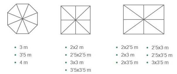 Medidas parasoles CONTRACT ESTANDAR EXTRA