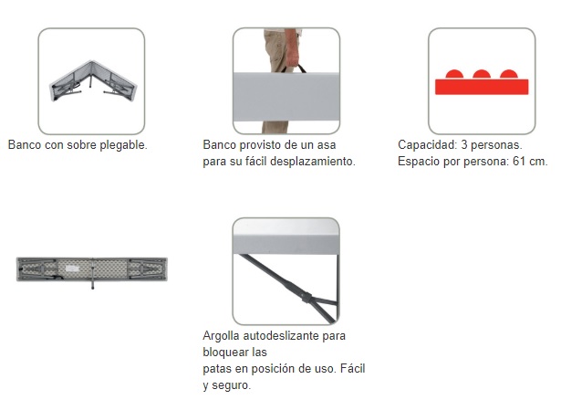 Características técnicas del banco plegable para hostelería y evcentos sharpbench